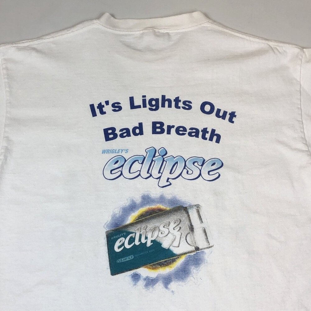 Vintage Wrigleys Eclipse Polar Ice Gum Bad Breath Most Wanted T-Shirt Large USA - Picture 8 of 10